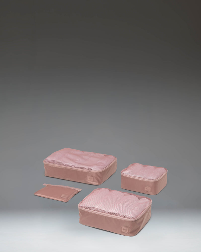 Herschel Supply Co. Kyoto Packing Cubes in Ash Rose Tonal zippered travel organizers.